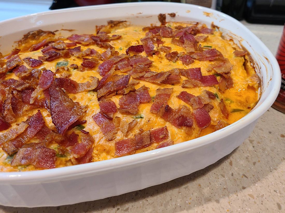 Casserole dish of SnS Triple S Jalapeno Chicken Casserole