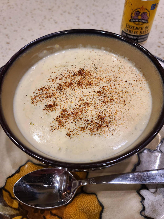 Bowl of white chicken chili