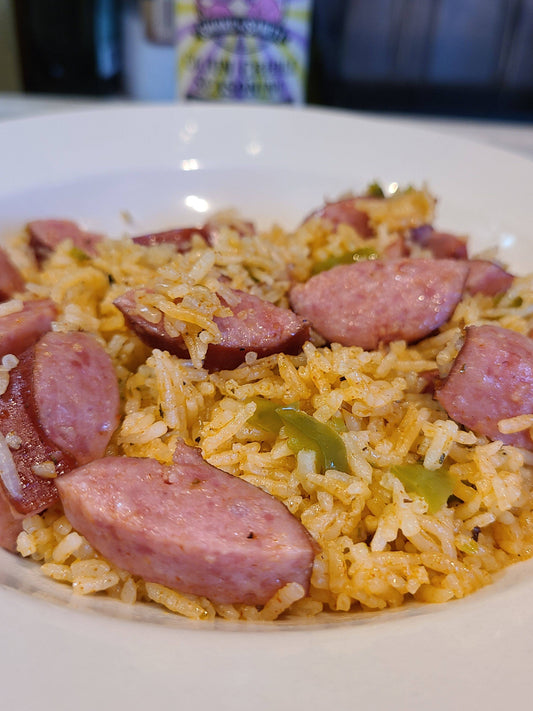 Bowl of cajun creol jambalaya