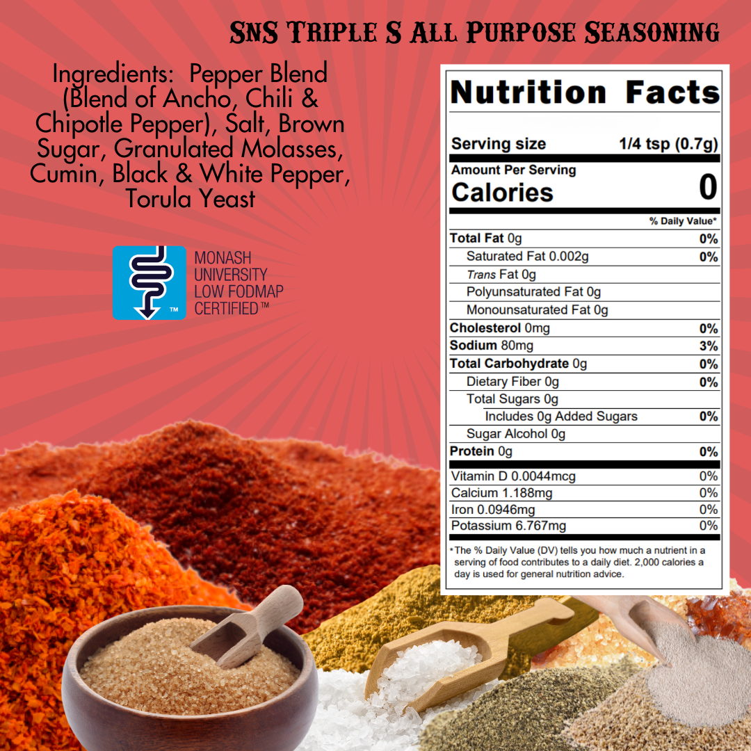 SnS Triple S All Purpose Seasoning ingredients and Nutritional Facts