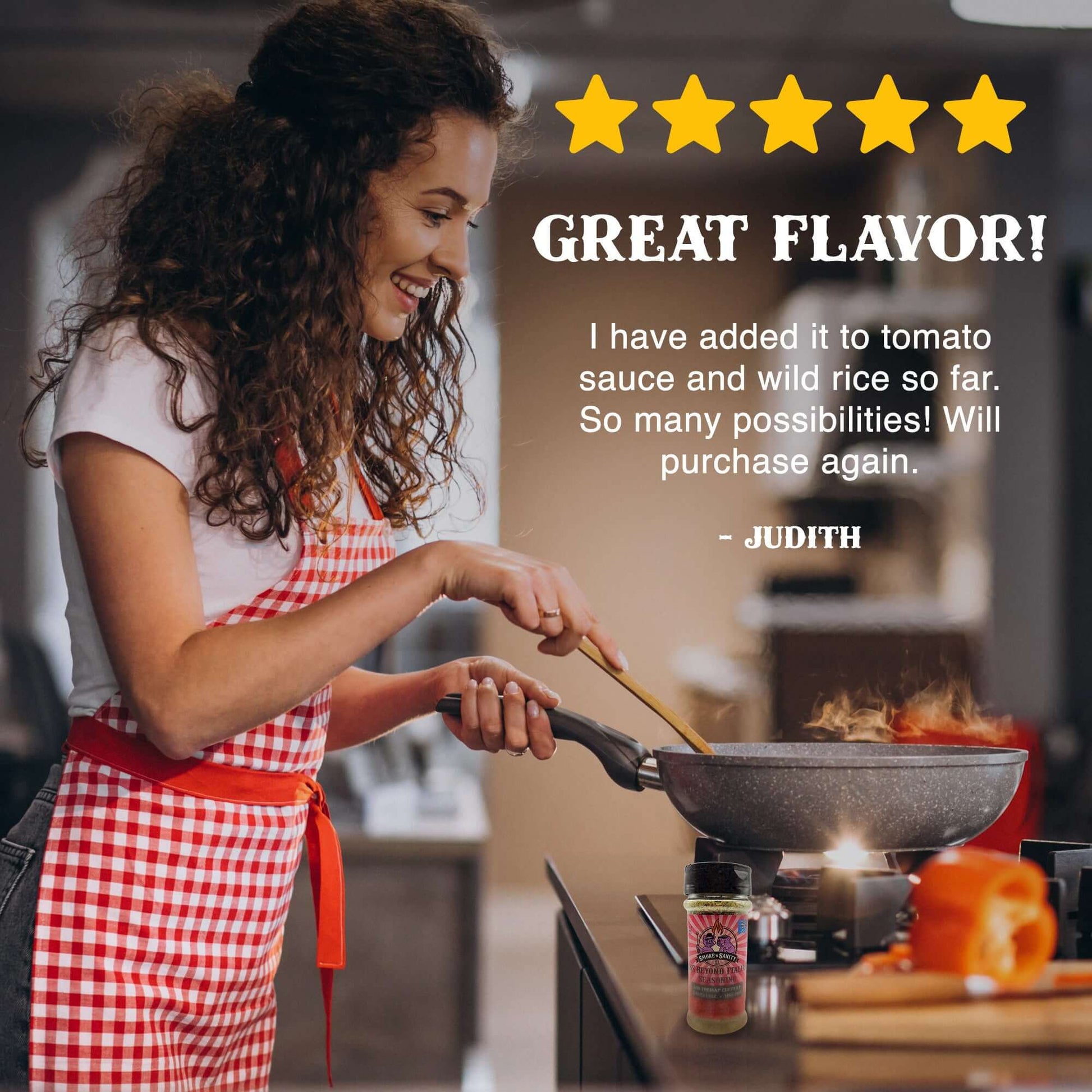 SnS Beyond Italian Review Image.  Lade cooking, 5 stars.  Great Flavor, I ahve added it to tomato sauce and wild rice so far.  So many possibilities!  Will purchase again.  Judith