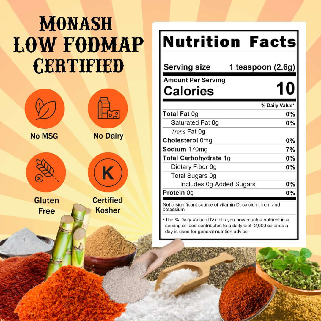 SnS Chili No Msg, no dairy, gluten free, certified kosher - Nutritional Panel Serving size 1 teaspoon, Calories 10, Sodium 170 mg