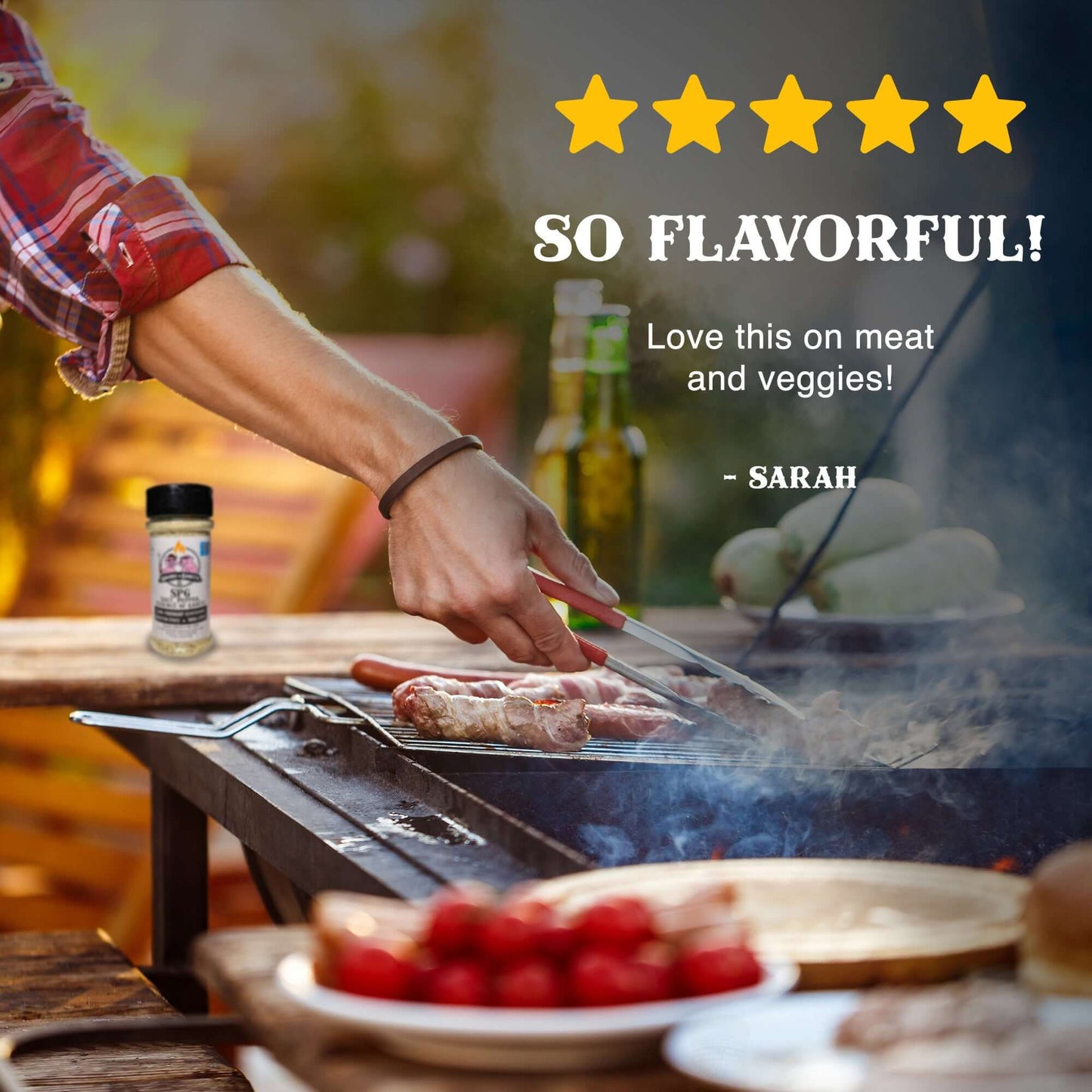 SPG, Salt, Pepper, Essence of Garlic 5 star review. So Flavorful! Love this on meat and veggies! Sarah