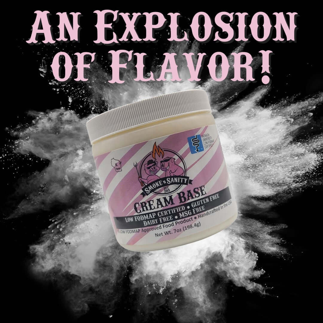 Cream Base - An Explosion of Flavor! Jar of cream base with soup base exploding around it.