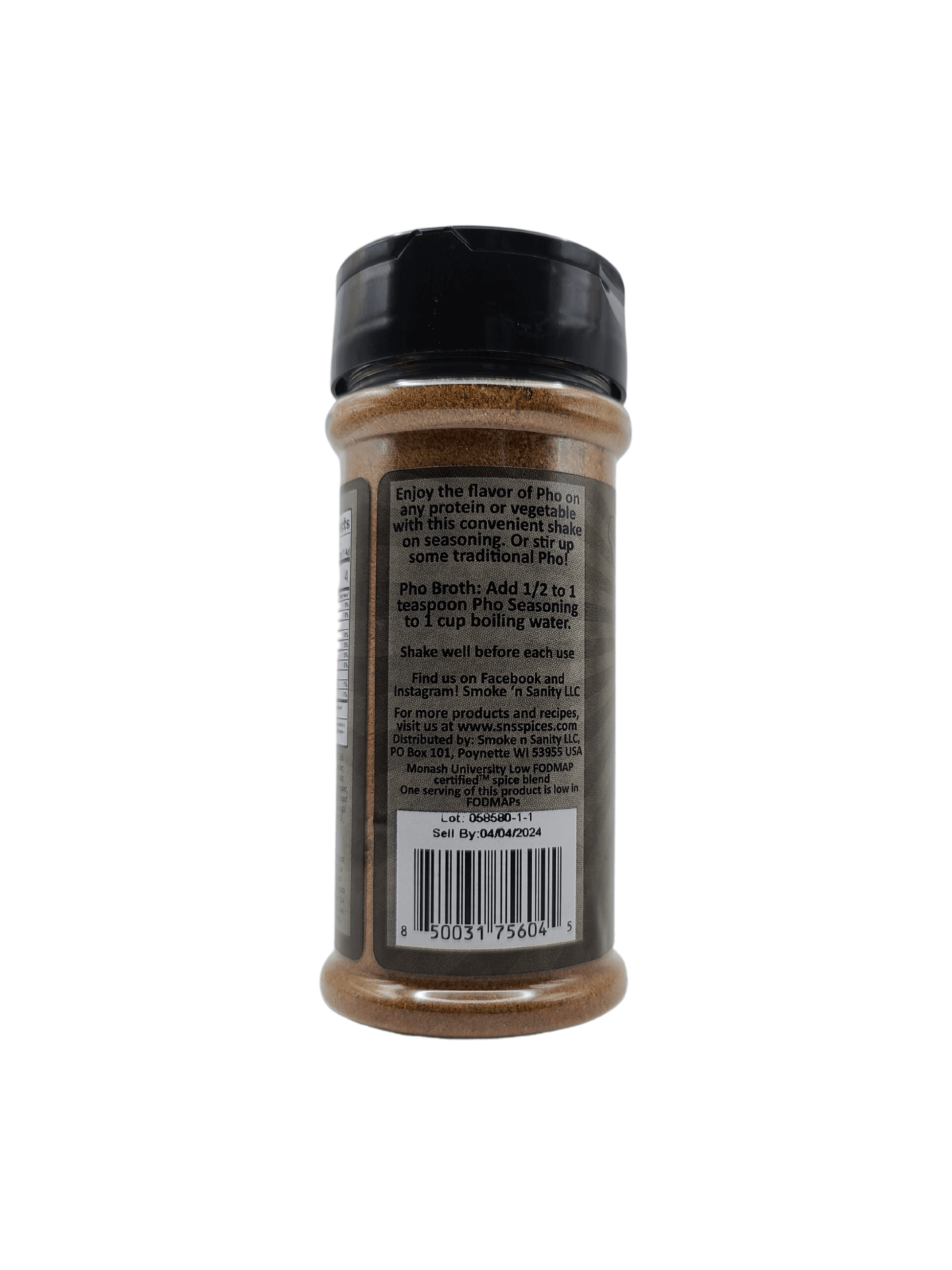 Pho Seasoning Bar Code Side of bottle