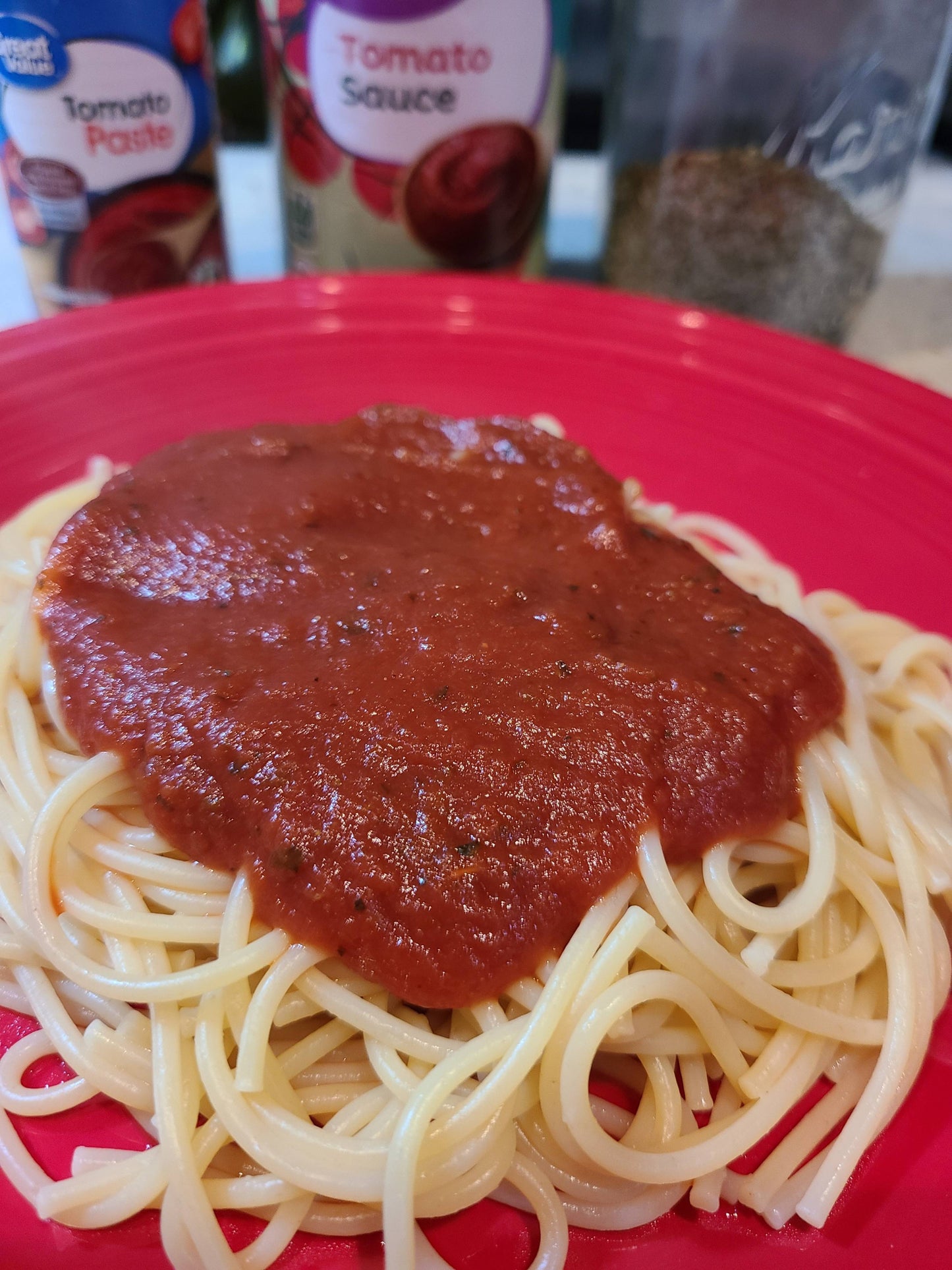 Plate of pasta with pasta sauce