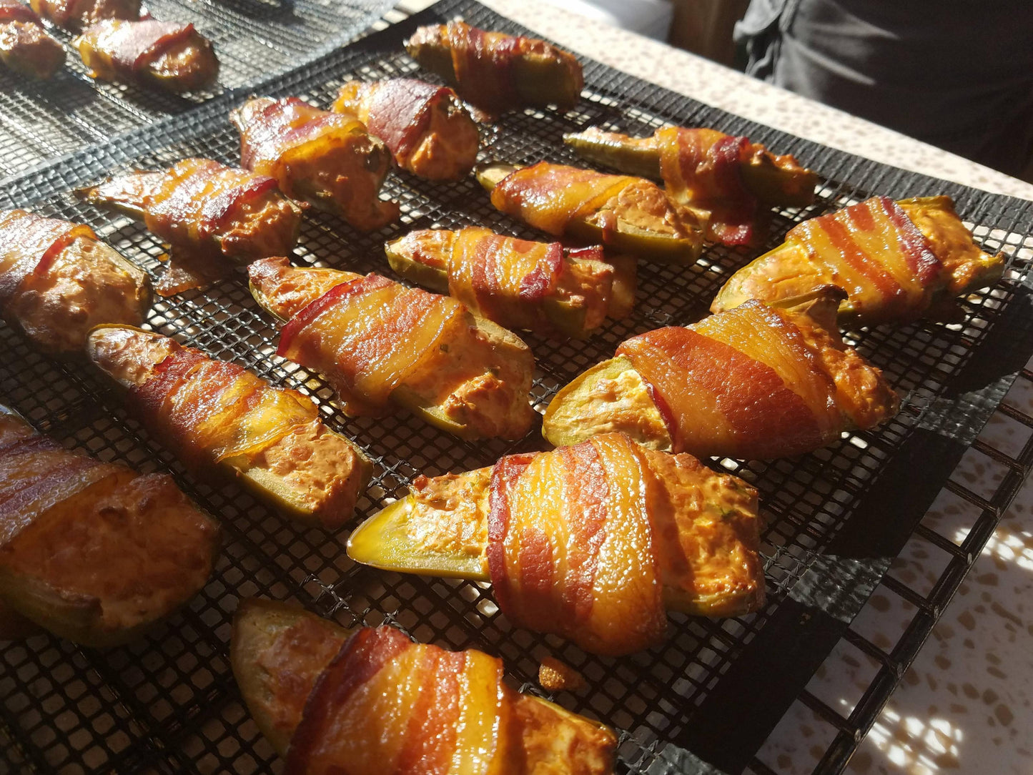 Jalapeno pepper poppers wrapped in bacon