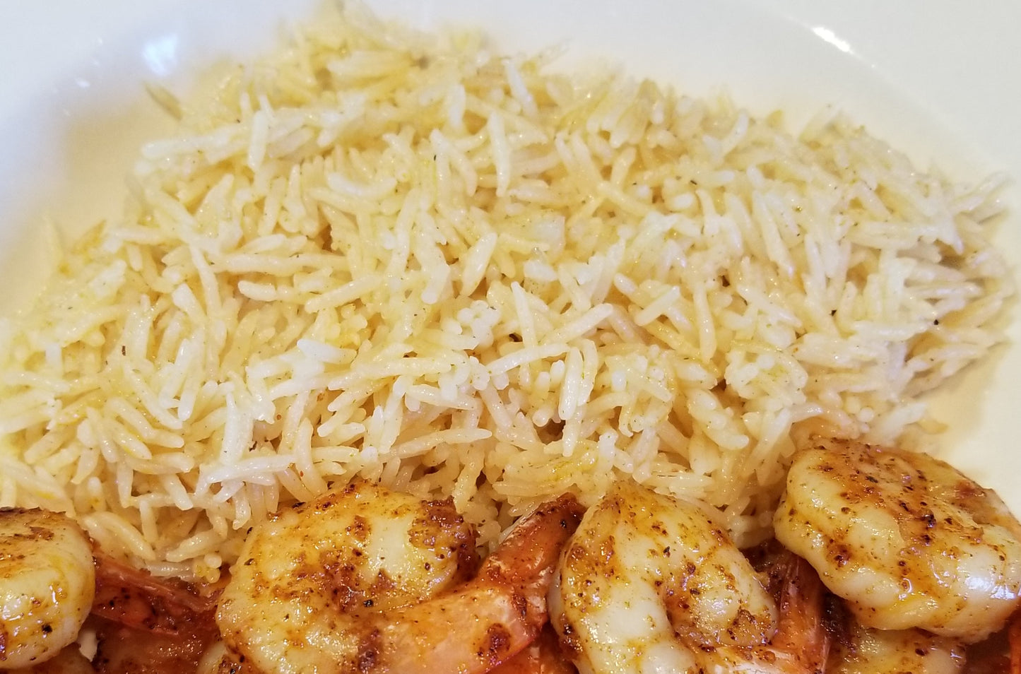 Plate of zesty pressue cooked rice with shrimp