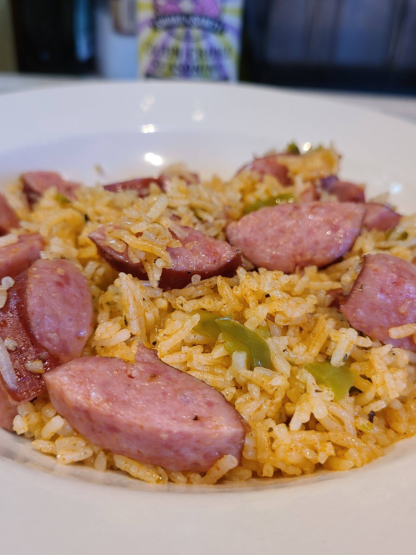 Bowl of cajun creol jambalaya