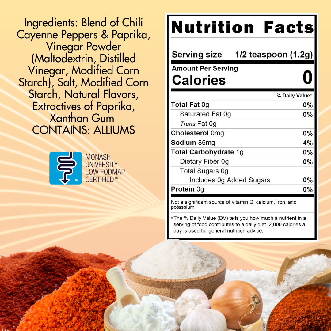 Spice blend with nutrition facts label and Monash  brand logo.