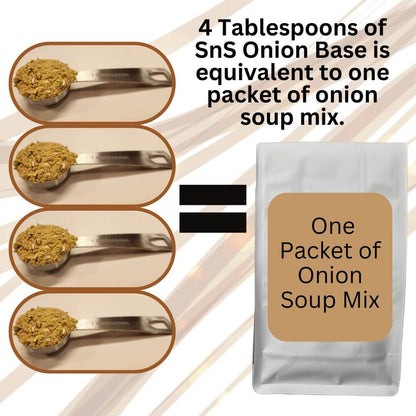 SnS Onion ase 4 Tablespoons is equal to one packet of onion soup mix