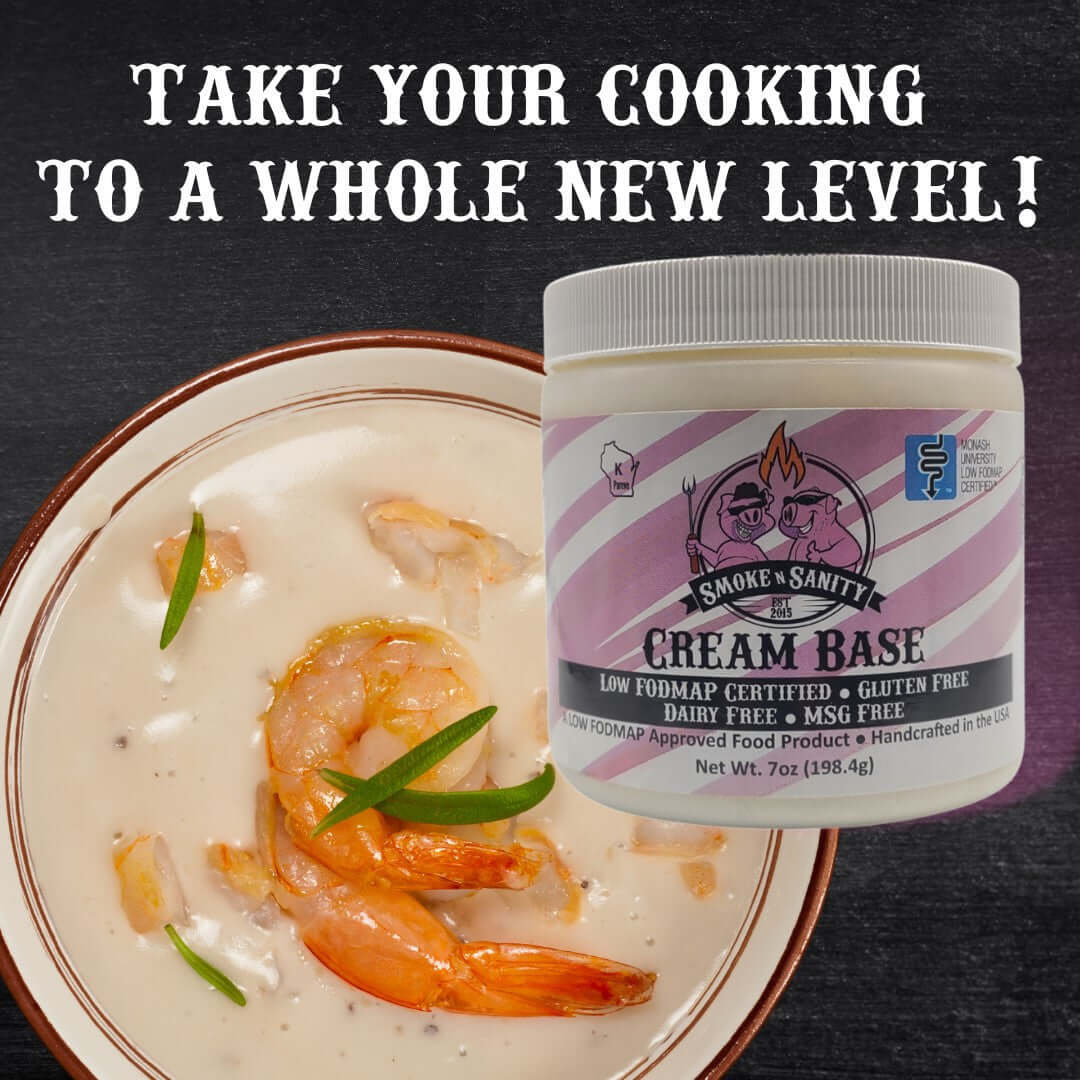 Cream - Take your cooking to a whole new level.  Picture of cream base jar with a bowl of cream of seafood soup