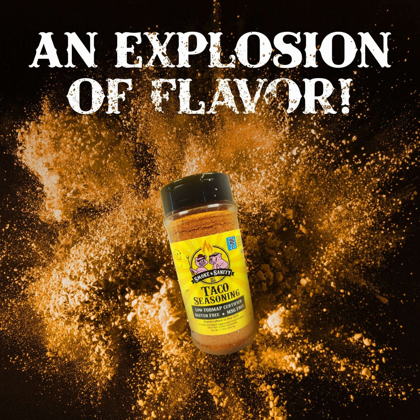 Bottle of taco seasoning exploding